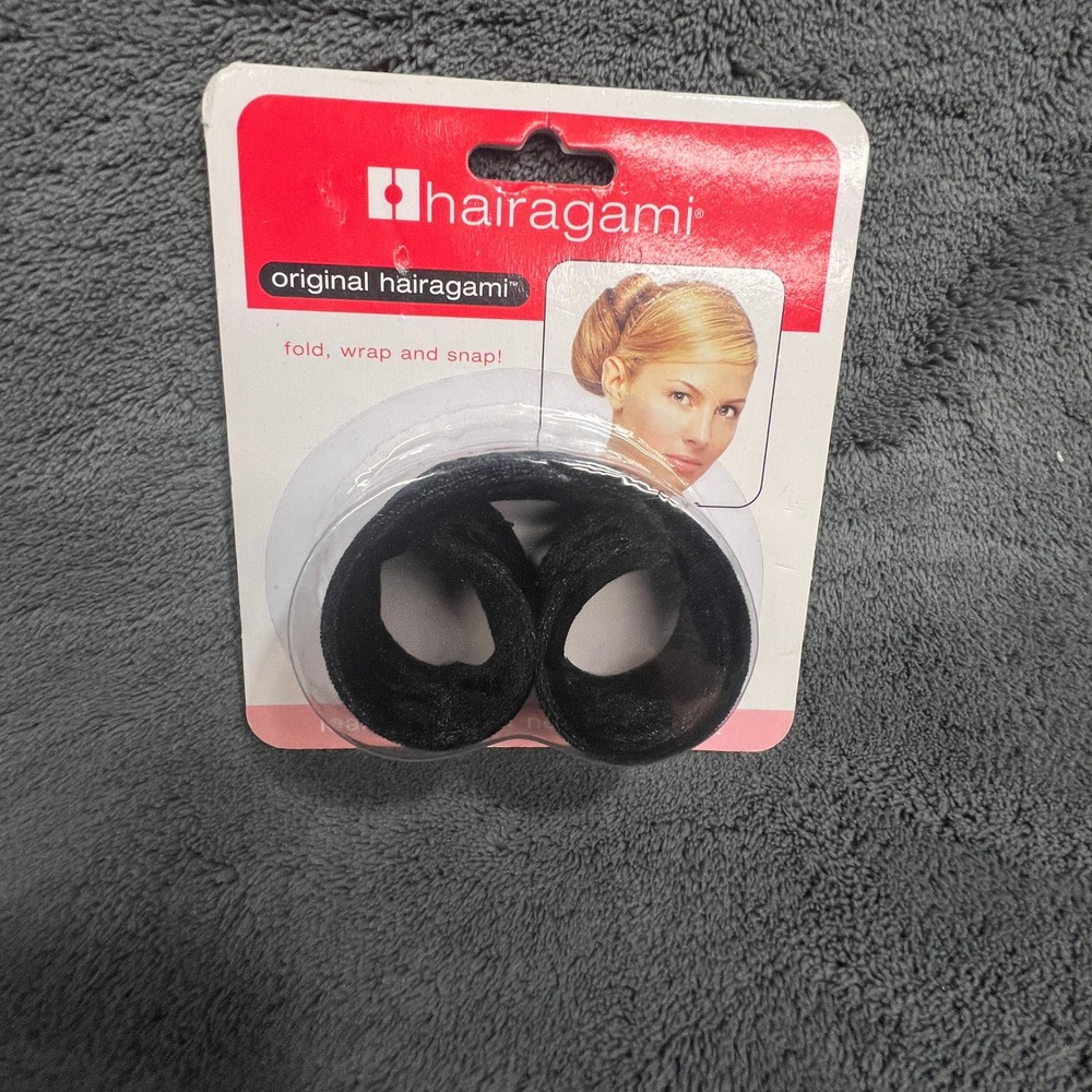Original Hairagami Hair Styling Tool Black Fold Wrap Snap Bun Maker NIP